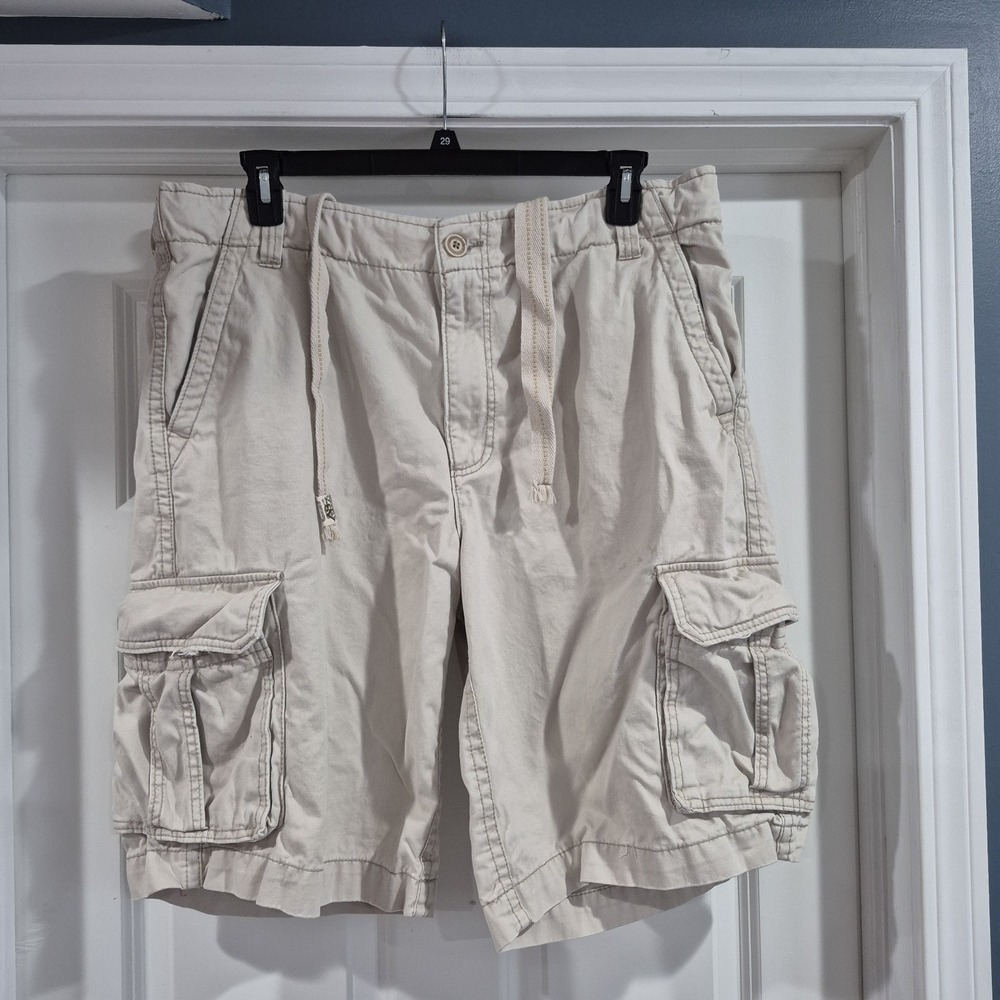 Y2K Aeropostale Shorts Mens 38 Khaki Cargo Skater Heavy Vintage 12" Drawstring